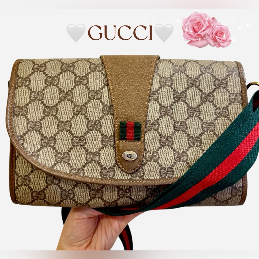 ❤️Auth💚VTG GUCCI Clutch monogram Sherryline  Ophidia Bag✨